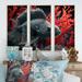 Bay Isle Home™ Tropical Fish in a Red Deep Sea - 3 Piece Print on Canvas Metal in Gray/Red | 32 H x 48 W x 1 D in | Wayfair