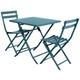 Hesperide - Salon de jardin carré en métal Greensboro 70 x 70 cm Bleu Canard avec 2 chaises