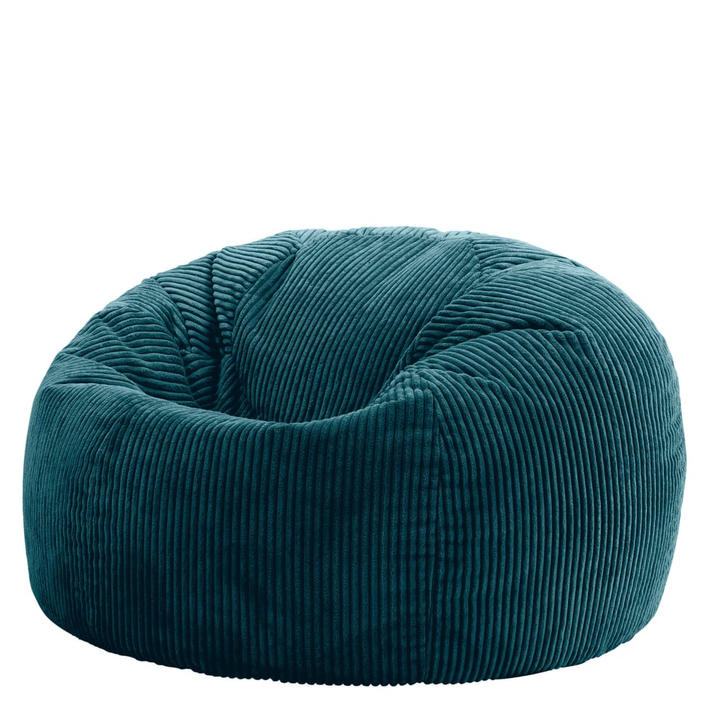 Pouf velours côtelé bleu canard