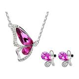 KIHOUT Ladies Fashion Moon Splash Necklace Butterfly Stud Earrings Women s Necklace Stud Earring Set Reduced