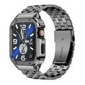 YuiYuKa Stainless Steel Bands and Case Compatible with Apple Watch Bands 44mm 40mm 41mm 45mm Metal Band With Stainless Steel Case Bumper Shell Protector for iWatch Series 8 SE 7 4 5 6