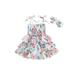 Bagilaanoe Toddler Baby Girl Summer Dress Floral Sleeveless A-line Dresses + Headband 1T 2T 3T 4T 5T 6T Kids Casual Ruffle Sundress