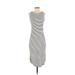 Bar III Casual Dress - Midi Crew Neck Sleeveless: White Print Dresses - Women's Size Small
