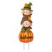 Glitzhome 46"H Fall Metal Stacked Scarecrow & Pumpkin Yard Stake for Thanksgiving Decor