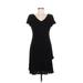 S.L. Fashions Casual Dress - High/Low: Black Solid Dresses - Women's Size 6 Petite