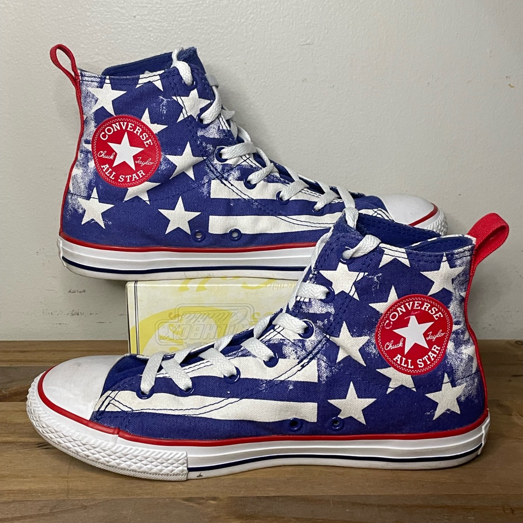 Converse Shoes | Converse All Star Chuck Taylor American Stars Stripes Hi-Top Size:Mens6-Women7.5 | Color: Blue/White | Size: Mens6 Womens7.5