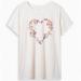 Torrid Tops | Floral Heart Everyday Signature Jersey Crew Neck Tee | Color: Cream/Pink | Size: 1x