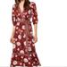 Anthropologie Dresses | Anthropologie Bb Dakota Blooming Business Floral Wrap Midi Dress Small Nwot | Color: Red | Size: S
