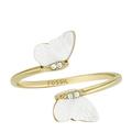 Fossil Women's Ring, Radiant Wings White Mother of Pearl Butterfly Ring