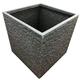 STORM TRADING GROUP Large Garden Planters Flower Pots Slate & Lazio Effect Trough Square Patio Planters Pewter Grey (Large Square Slate Planter, 2 Planters)