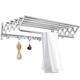 MHXY Retractable Wall Dryer Extendable Foldable Laundry Drying Rack Airer Washing Line Clothes Rod Towel Rail Coat Hanger With Bar Hook (Size : 60cm/23.6in)
