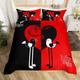 Mr Mrs Duvet Cover Couple Romantic Wedding Comforter Cover Love Birds Man Women Romance Bedding Set Black Red Valentine Day Gift Bedspread Cover Ultra Soft King Size