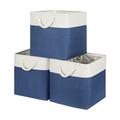 Bidtakay Storage Baskets Cube Fabric Baskets for Organizing Shelves Dog Toys 13x13 Square Storage Bins Large Set of 3 Linen Closet Organizers for Cabinet House Closet Bathroom Nursery (Navy Blue)