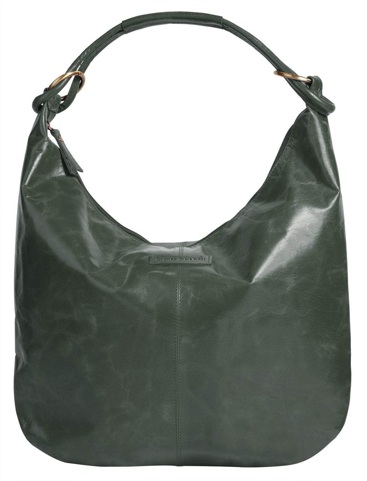 Shopper BRUNO BANANI, Damen, Gr. B/H/T: 40cm x 33cm x 4cm onesize, grün (oliv), Leder, leicht glänzend, unifarben, Taschen Shopper, echt Leder