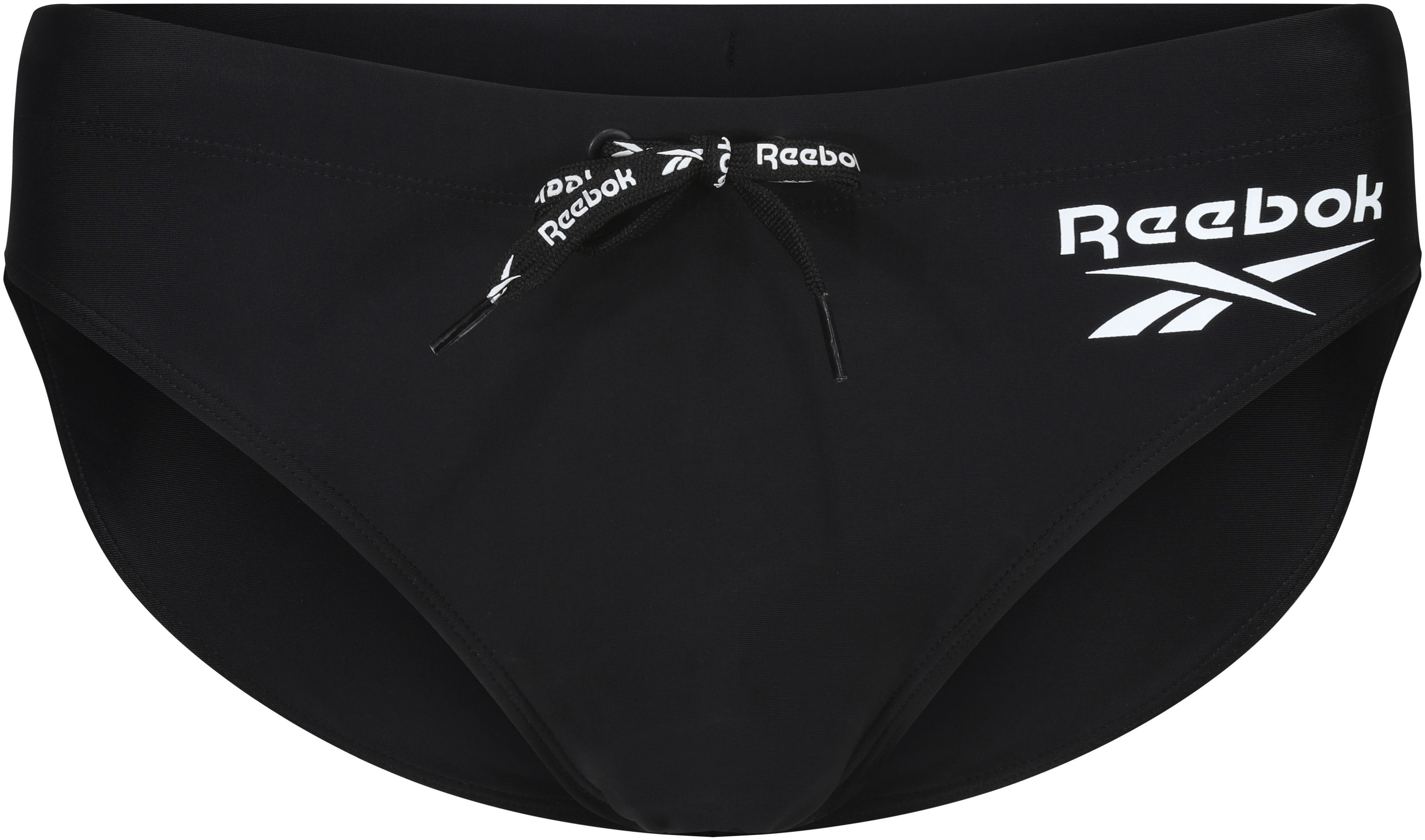 Badeslip REEBOK "Wells", Herren, Gr. M, N-Gr, schwarz, Microfaser, Elasthan, Polyamid, Polyester, unifarben, Badehosen, mit Kordel mit Logoschriftzug Image