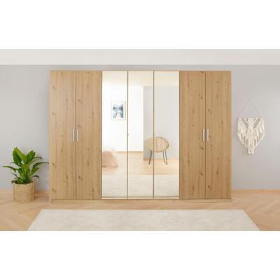 Drehtürenschrank RAUCH "Koluna", braun (eiche artisan), B:315cm H:210cm T:54cm, Holzwerkstoff, Schränke, mit Spiegel, inkl. 2 Innenschubladen sowie extra Böden Image