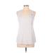 Reebok Active Tank Top: White Solid Activewear - Women's Size Large