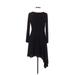 Adrianna Papell Casual Dress - A-Line Crew Neck Long sleeves: Black Print Dresses - Women's Size 6