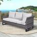 Latitude Run® Nazime 71.26" Wide Outdoor Wicker U-Shaped Patio Sectional w/ Cushions Wicker/Rattan/Metal/Olefin Fabric Included in Gray | Wayfair