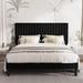 Willa Arlo™ Interiors Dunphy Platform Bed w/ Adjustable Headboard Upholstered/Velvet in Black | 51 H x 62.4 W x 83.3 D in | Wayfair