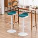 George Oliver Jiacheng Swivel Adjustable Height Bar Stools Teddy Fabic Counter Stools Modern Pub Stool Plastic/Acrylic/Metal in Green/White | Wayfair