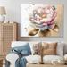 Lark Manor™ Pink & Gold Camellia Flower I - Floral & Botanical Metal Wall Decor Metal in Blue/Pink | 16 H x 32 W x 1 D in | Wayfair