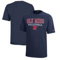Youth Champion Navy Ole Miss Rebels Stacked Logo Volleyball T-Shirt