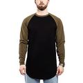 Blackskies Baseball Longsleeve T-Shirt | Langes Oversize Fashion Basic Langarm Raglan Herren Longshirt Long Tee Melliert - Schwarz-Olive X-Large XL