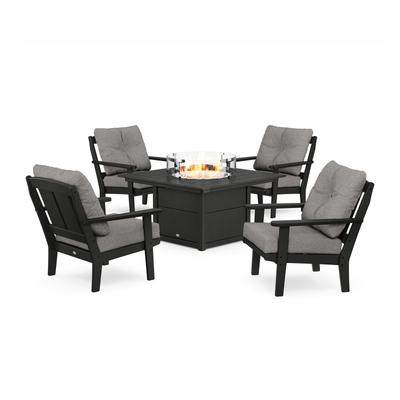 POLYWOOD Mission 5-Piece Deep Seating Set with Fire Pit Table