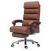 Executive High Back Office Chair Leather Swivel Desk Chairs, Adjustable Height Reclining Chair with Padded Armrest and Footrest