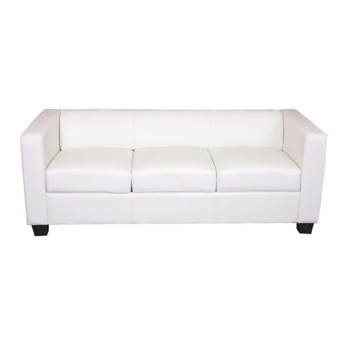 Mendler 3er Sofa Couch Loungesofa Lille ~ Kunstleder, weiß Image