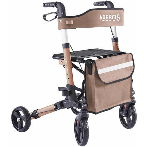 Alu Rollator klappbar Leichtgewichtsrollator Laufhilfe Gehhilfe Gehwagen Braun – Braun – Arebos