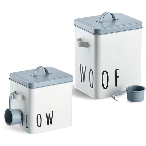 "Vorratsdose ZELLER PRESENT ""Woof"" Lebensmittelaufbewahrungsbehälter Gr. B/H/L: 16,2 cm x 25,8 cm x 23,4 cm, blau (weiß, blau) Vorratsdosen für Hundefutter"