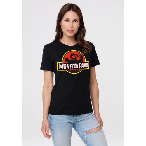 T-Shirt LOGOSHIRT ""Sesamstrasse Krümelmonster Monster Park"" Gr. 5XL, schwarz Damen Shirts mit coolem Print