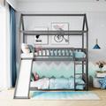 Walker Edison Twin Over Twin Standard Bunk Bed by Wayfair TM Wood in Gray XD-88