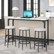 Union Rustic Kyrie Modern Kitchen Counter Height Dining Table Set w/ 3 Bar Stools Wood/Upholstered/Metal in White/Black | Wayfair
