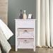 Red Barrel Studio® Solid + Manufactured Wood Nightstand Wood in Brown/White | 24.8 H x 15.7 W x 11.8 D in | Wayfair