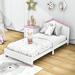 Red Barrel Studio® Wood Platform Bed Frame w/ House Shaped Headboard in White | 36 H x 57 W x 82.4 D in | Wayfair 6B9B8CD2ED054C01879D6BBCC0BBDED1