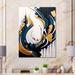 Ivy Bronx Blue & Gold Modern Art Abstract Painting V - Modern Metal Wall Décor Metal in Blue/White/Yellow | 20 H x 12 W x 1 D in | Wayfair