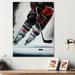 Latitude Run® Hockey Player On Ice During Game IV - Modern Metal Wall Décor Metal in Black/Red | 32 H x 24 W x 1 D in | Wayfair