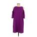 TCEC Casual Dress - Shift Crew Neck 3/4 sleeves: Purple Print Dresses - Women's Size Medium
