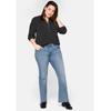 Bootcut-Jeans SHEEGO "Große Größen", Damen, Gr. 20, Kurzgrößen, blau (light blau denim), Obermaterial: 75% Baumwolle, 24% Polyester, 1% Elasthan, unifarben, casual, lang, Jeans, in 5-Pocket-Form, mit Used-Effekten