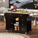 Kitchen Island Cart with Rubber Wood Desktop & Storage Cabinet, One Door & Three Open Storages & Five Drawers, Spice Rack