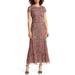 Beaded Mesh Midi Cocktail Dress - Purple - Pisarro Nights Dresses