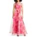 Floral Illusion Neck Organza Ballgown - Pink - Eliza J Dresses