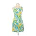 Jodi Kristopher Casual Dress - A-Line Square Sleeveless: Blue Floral Dresses - Women's Size 1