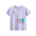 ZRBYWB Toddler Kids Summer Girl Half Sleeve Purple Top Crew Neck Cartoon Top Casual Top Love Cartoon Pendant Top Girl Clothes Gifts Cute Summer Tops