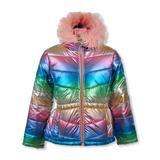 Rothschild Girls Shimmer Faux-Fur Anorak Jacket - rainbow 2t (Toddler)