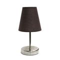 Nauru 10.5 Traditional Petite Metal Stick Bedside Table Desk Lamp In Sand Nickel With Fabric Empire Shade