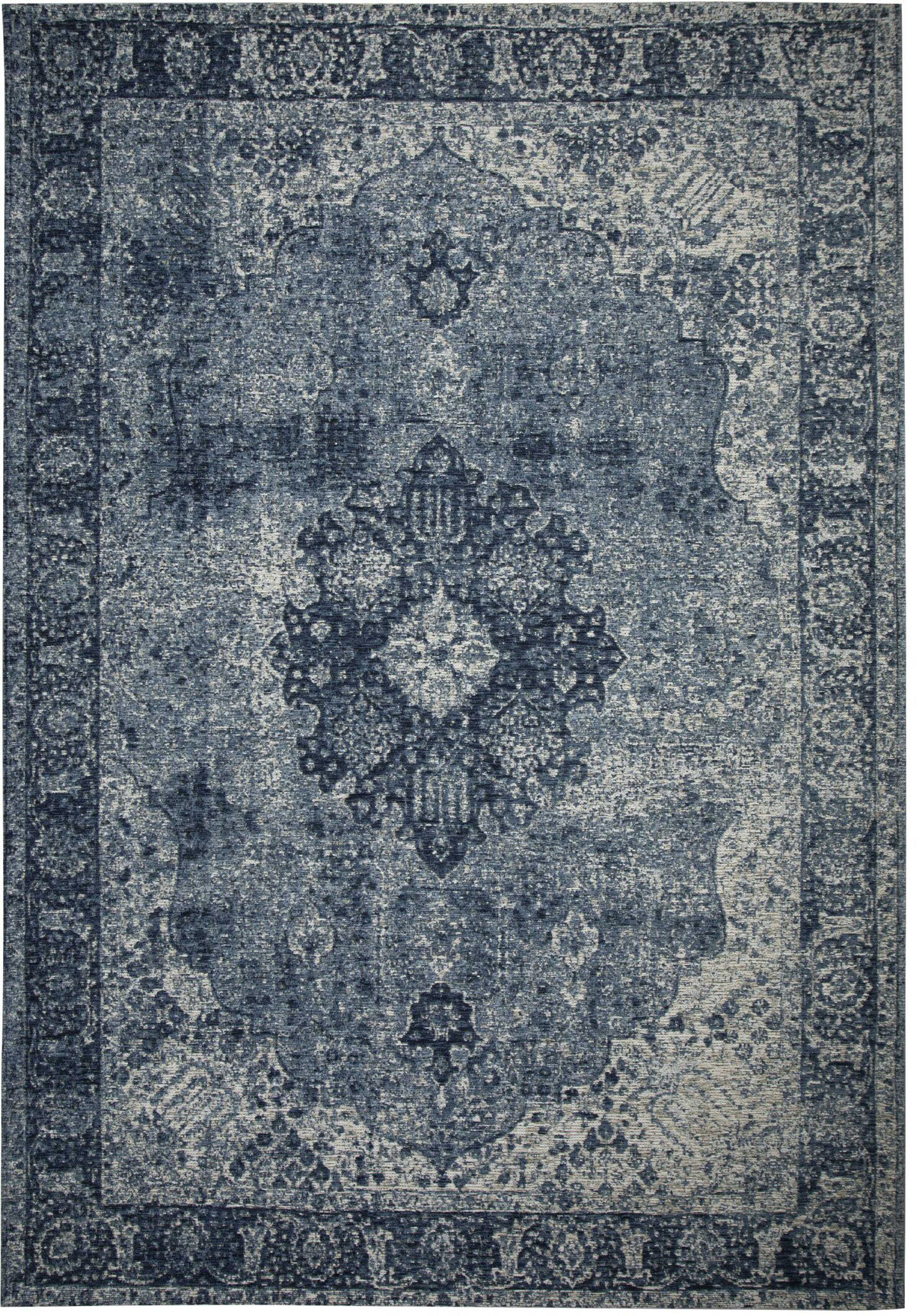 Teppich FLAIR RUGS "Antique Vintage-Muster", blau, B:200cm H:4mm L:290cm, Baumwolle, Kunstfaser, Teppiche, Chenille Stil Teppich, Wohnzimmer, Schlafzimmer, Esszimmer